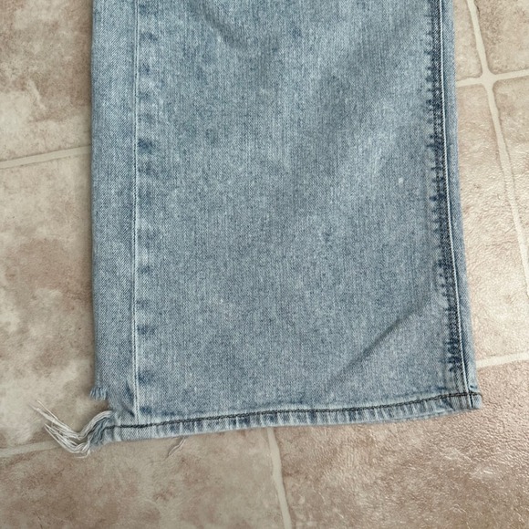 American Eagle Super High Rise Baggy Wide Leg Blue Jeans Slouchy Sz 0 Short - Picture 6 of 14